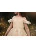 Cold Shoulder Champagne Star Tulle Flower Girl Dress